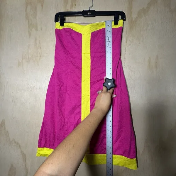 Britt Ryan Strapless Dress Pink And‎ Yellow Size 6 Colorful - Image 3