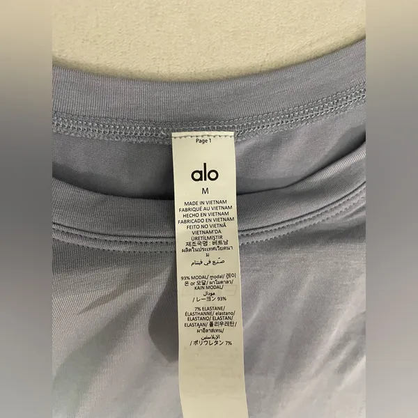 Alo Yoga NWT All Day Short Sleeve Tee Shirt Top Winter Frost Size M - Image 7