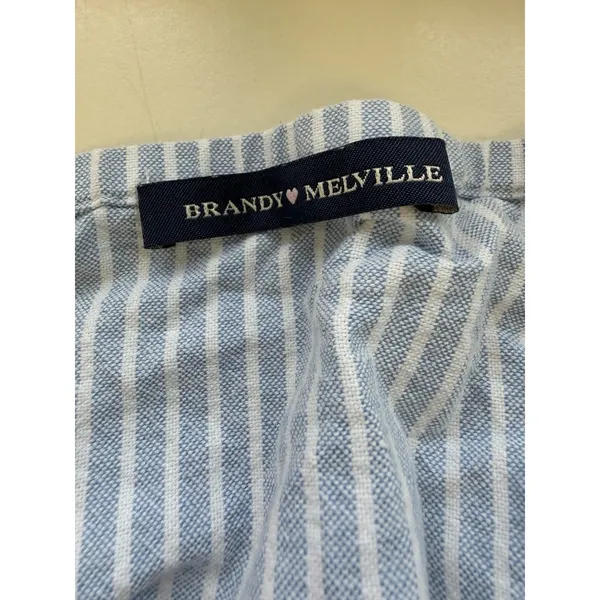 Brandy Melville Blue White Lace Trim Babydoll Tank Top Striped Cottagecore Y2K 90 - Image 4