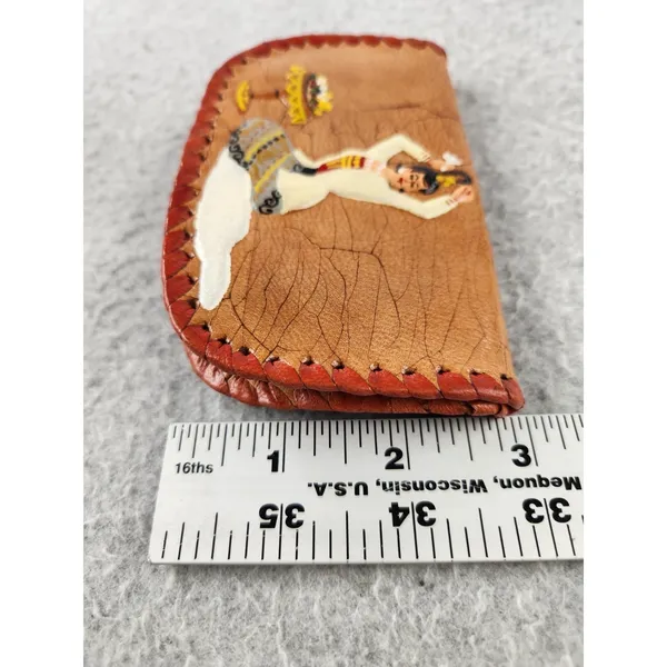 Vtg Handmade MANDALAY BURMA Leather Wallet Change Coin Purse Burmese‎ souvenir - Image 9