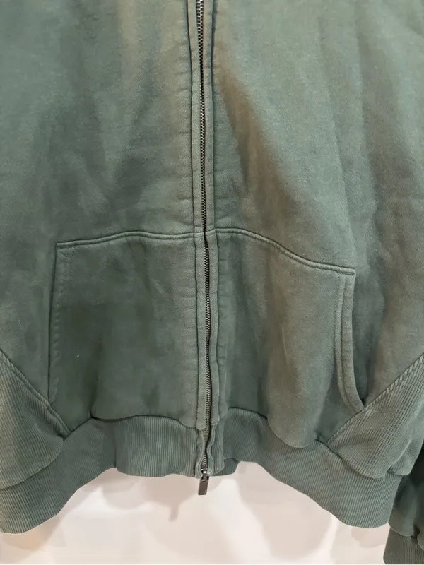 Vuori Restore Double Zip Sweatshirt Jacket in Agate Green Large Organic Cotton - Image 13