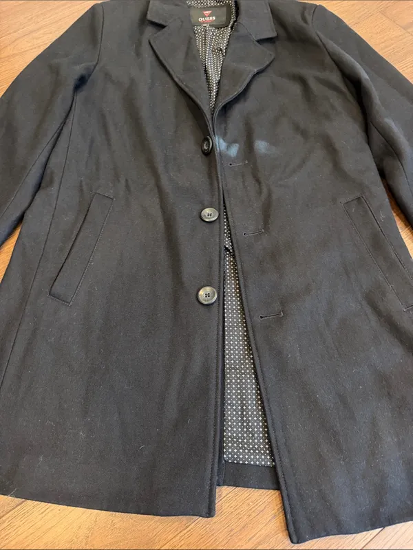 GUESS Black Classic Single-Breasted Peacoat Size Medium - C42-022 - Image 3