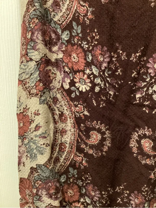 Free People Burgundy Paisley Floral Ruffled Hem Skater Dress - Image 2