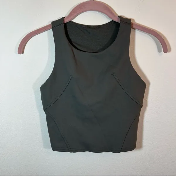 Lululemon Athletica Invigorate Training Tank Top with Bra‎ Olive Green 2 - Image 3