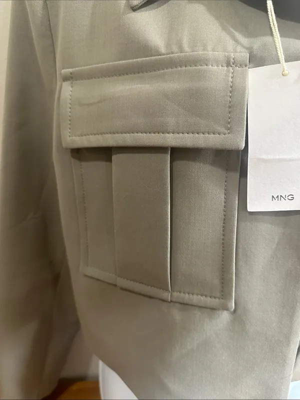 Mango Cropped Utility Jacket in Taupe Size M - Image 5