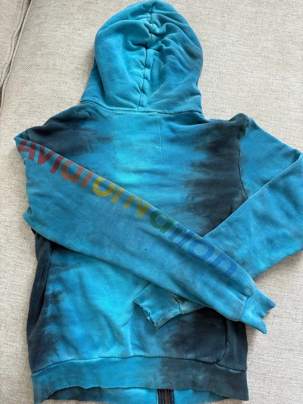 Teal Tie Dye Aviator Nation Zip Up - Image 5