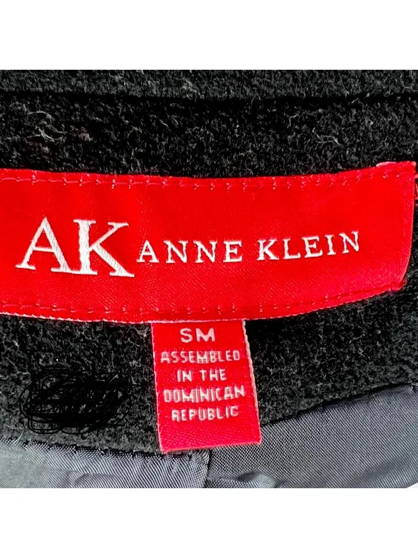 Anne Klein Wool Blend Peacoat Double Breasted Black Classic Style S Preppy - Image 11