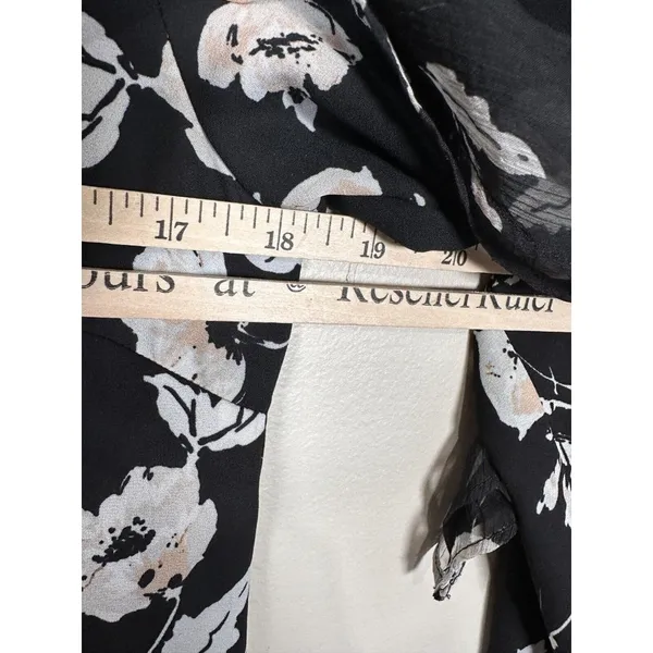 Lauren‎ Ralph Lauren Womens Small Shirt Floral Long Sleeve Ruffled Blouse Black - Image 10
