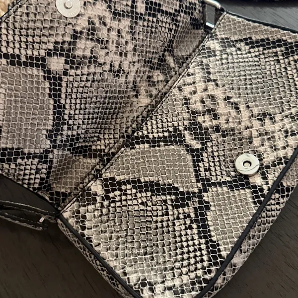 Topshop Finley Faux‎ Snakeskin Baguette Shoulder Bag Grey Black Snake Print - Image 14