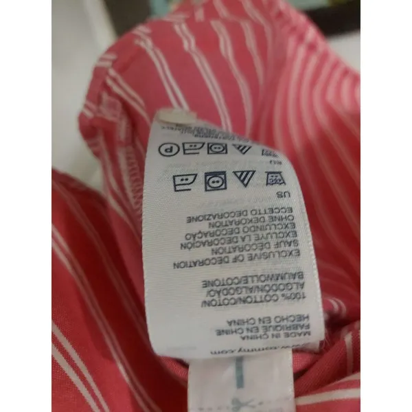 Tommy Hilfiger Red/White Striped Button Down Shirt M Classic Preppy Cherrygirl - Image 12