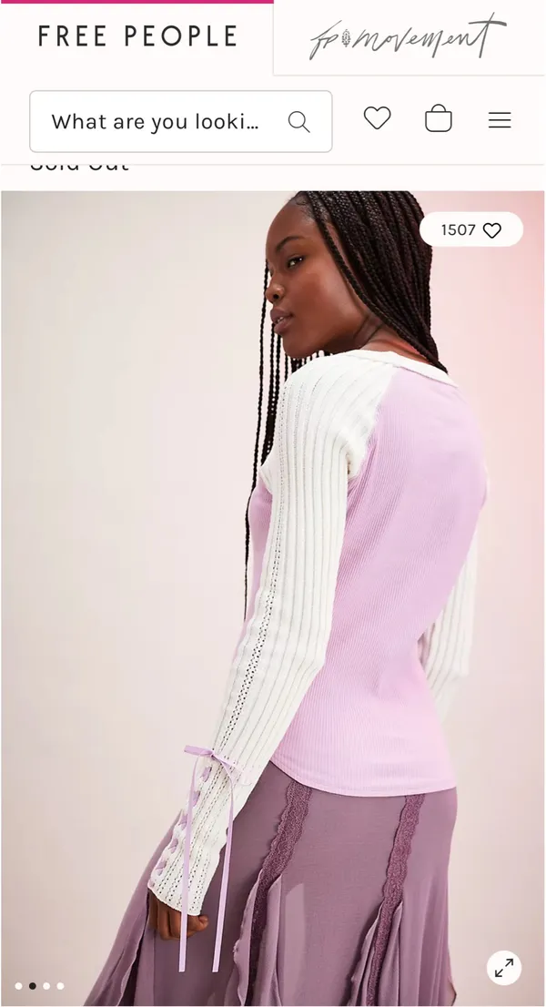 Free People Purple Ribbed Long Sleeve Top - Image 2