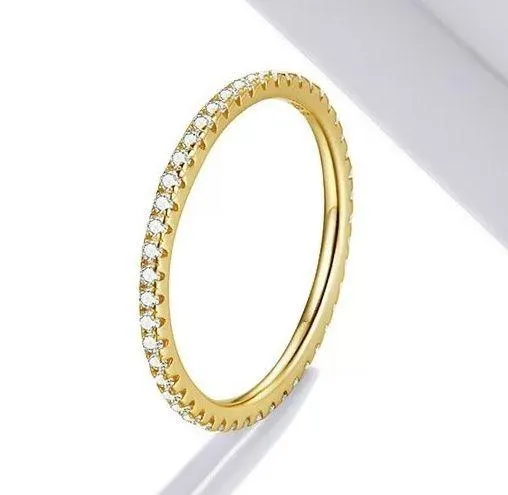 Sterling Silver SIZE 6 Gold 925  Simulated Diamond Stackable Ring Eternity Band - Image 2