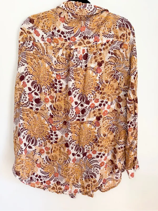 Pilcro large Brown Multicolor Floral 100% Viscose Romy Button-Up Shirt paisley - Image 5