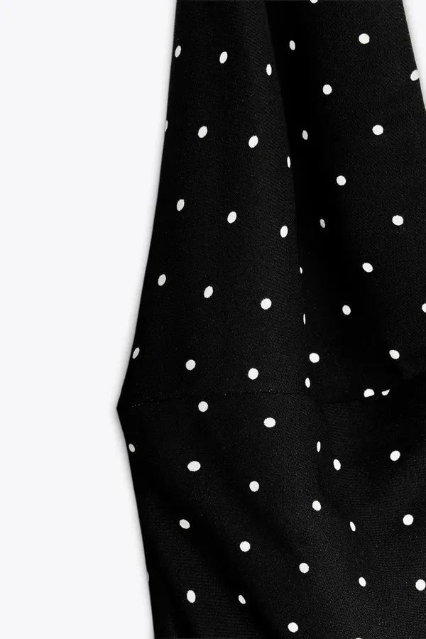 Zara Black Polka Dot Halter Midi Dress - Image 6