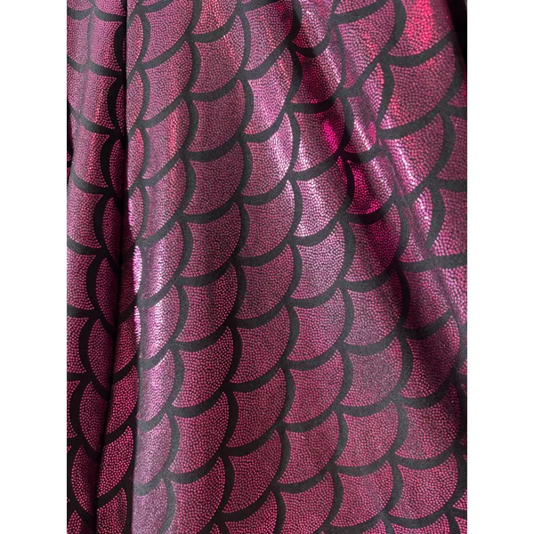 Women's Size XL Fuchsia Mermaid Scales Shiny A-Line Skater Skirt Pull-On Stretch - Image 2