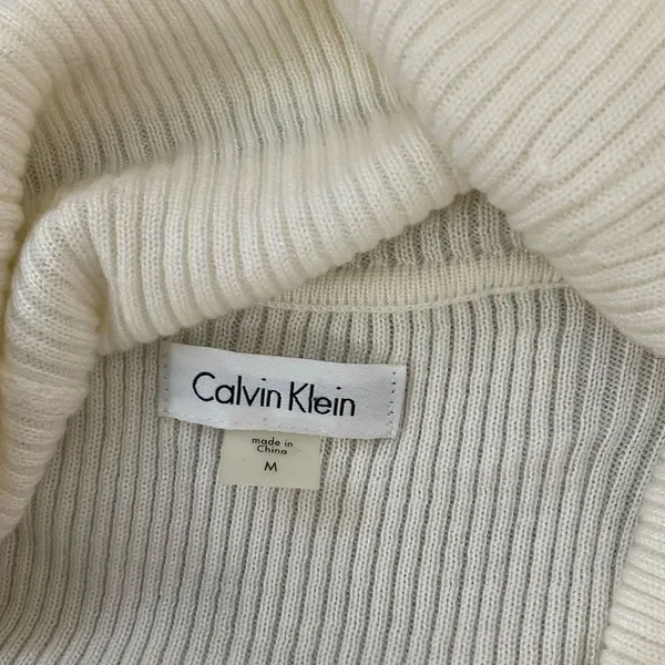 Calvin Klein white cowl neck elbow pad sweater dress - Image 8