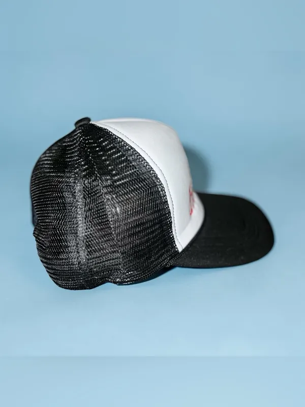 White & Black Trucker Hat with Red "i need a diet coke" Embroidery New - Image 3