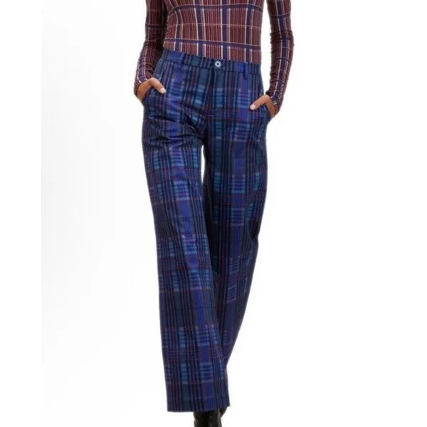 The Kit Tracee Pants Womens 18 Wide Leg Plaid Purple Black Red Organic Cotton - Image 6
