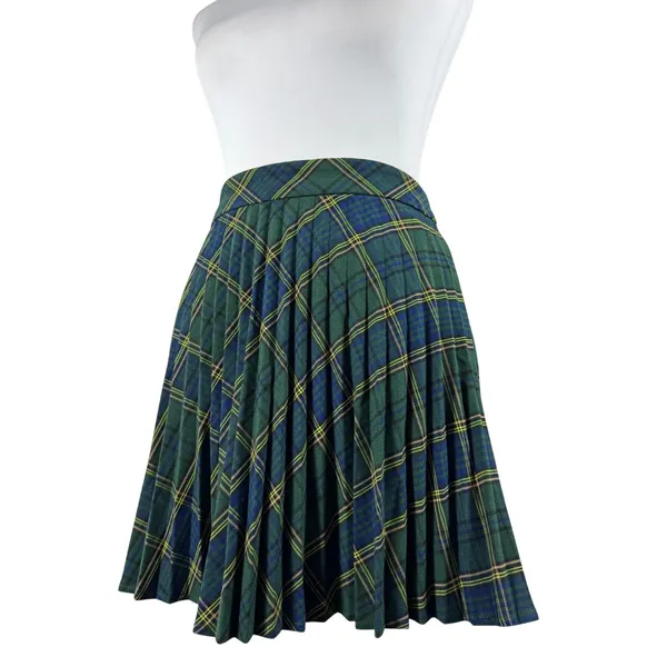 NWT Aritzia Sunday Best Tabby Green & Blue Pleated Mini Skirt - Image 6