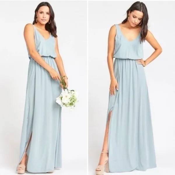 Show Me Your Mumu Kendall Maxi Dress Silver Sage Crisp NWT Large Wedding Prom - Image 2