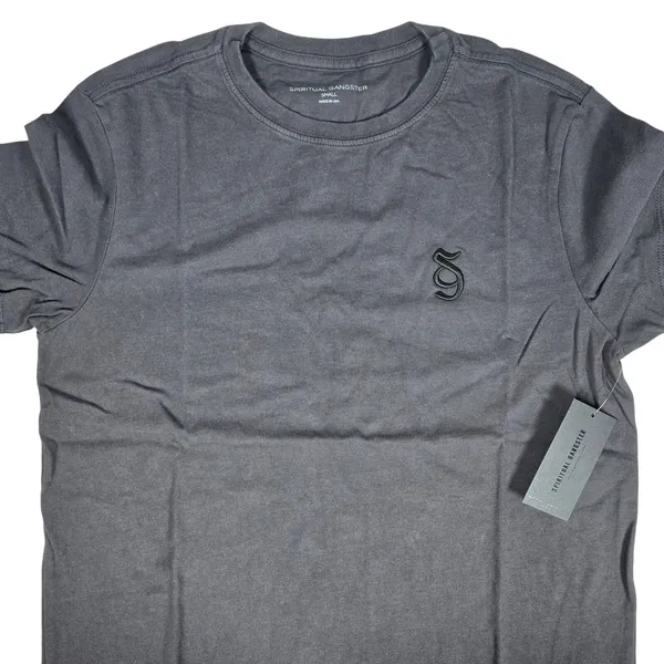 Spiritual Gangster‎ Monogram Short Sleeve T-Shirt Vintage Black S NWT - Image 3