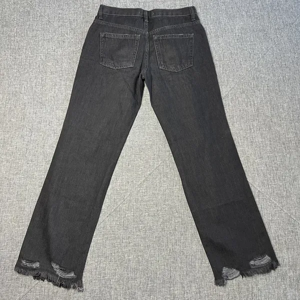 WE THE FREE Black‎ Distressed Denim Jeans 24 Mid Rise Button Fly Straight Leg - Image 2