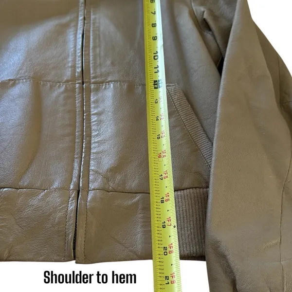 Vintage Y2K Buckle Tan Leather Hooded Granola Girl Moto‎ Jacket Size M - Image 8