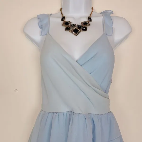 Bellevue Two Tone Blue Tiered Hem Wiola Midi Dress Summer Wedding Guest Vacation - Image 5