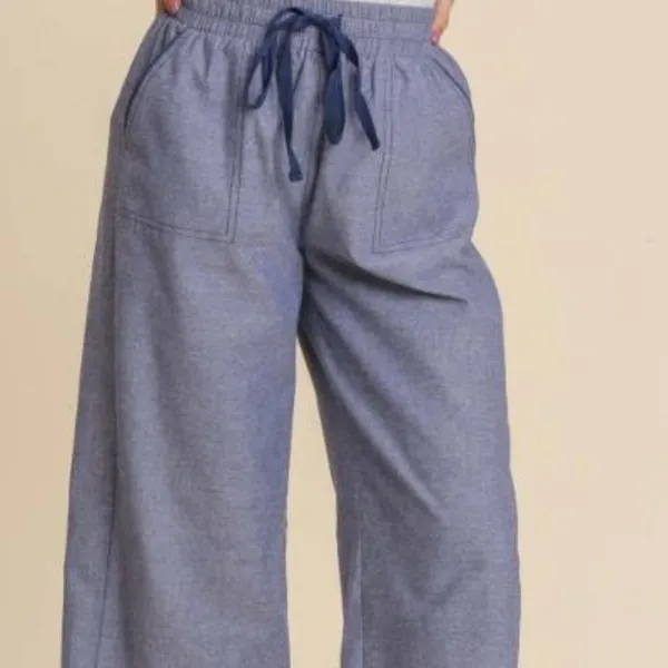 Umgee Blue Cropped Chambray Pants size S NWT - Image 2