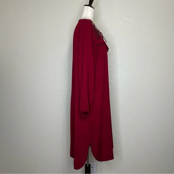 Dabenti Embroidered Sequins Burgundy Long Sleeves Midi Dress, Size XL - Image 6