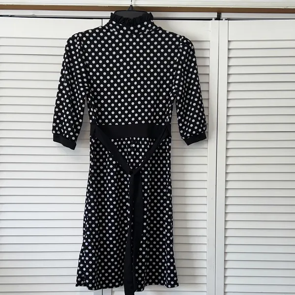 Chic Black‎ and White Polka Dot Midi Dress Hypnotik Size M - Image 3