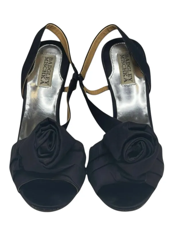 Badgley Mischka ⚘ Rosette Stiletto Heeled Sandals ⚘ Black ⚘ 8M ⚘ Cocktail Attire - Image 9