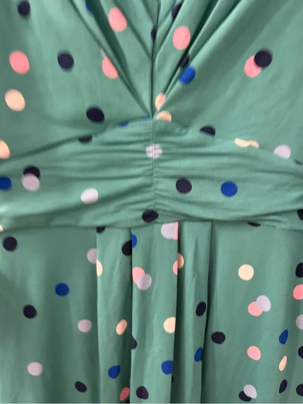 Boden Teal Green Polka Dot Wrap Dress - Image 3