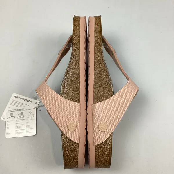 Birkenstock Gizeh Rivet logo Soft Pink Textile Vegan Thong Sandals Size 9 NEW! - Image 3
