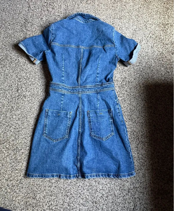 Zara mid-blue denim mini dress - Image 5