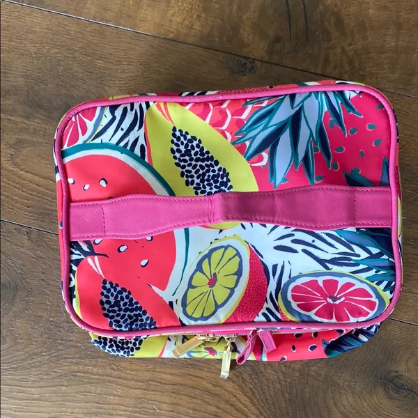 Colorful Fruit Print Large Double-Zip Beauty Case Brush Holders 10.5”x 7”x5.5” - Image 3