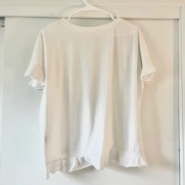 Floral Embroidered Ruffle Top White Size M - Image 4