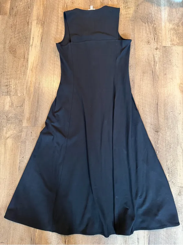 COS Black Zip-Front V-Neck Midi Dress Small - Image 9