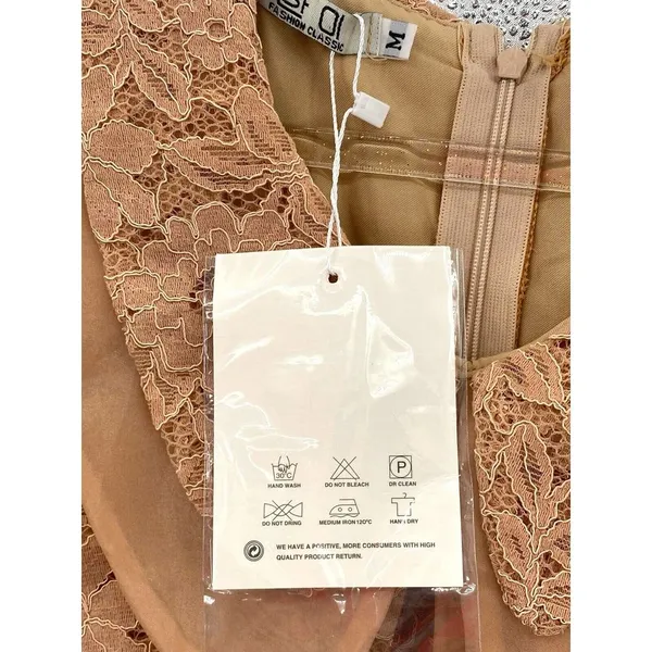Nude Lace Tiered Dress New Lined Cocktail‎ Party Medium NWT Layered - Image 2