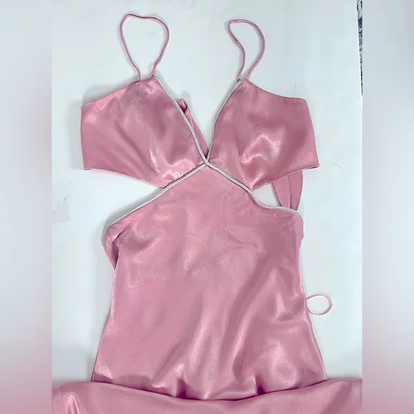 NWT Bardot Rome Diamonte Slip Dress in Blush Pink, size 6 - Image 5