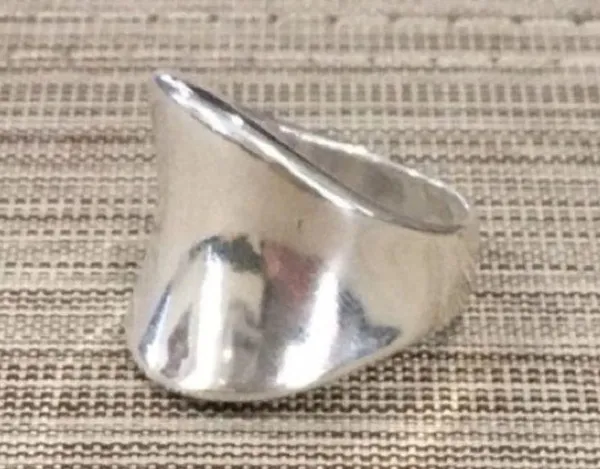 Concave Modern Cigar Band Sterling Silver 925 sz8 - Image 4