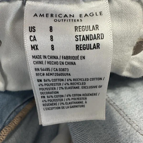 American Eagle Low Rise Flare Leg Jeans Womens 8R Light Wash Distressed Y2K Boho - Image 7