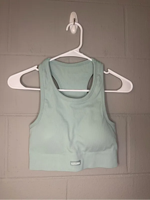 Astoria Activewear CONTOUR Ribbed Seamless Sports Crop in Seafoam Size Small Bra - Image 4