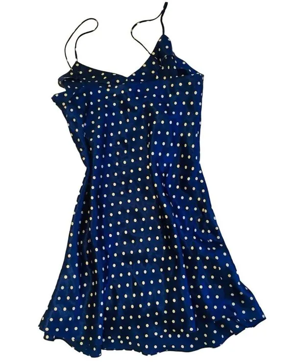 Satin Polka Dot Nightgown Blue - Image 2