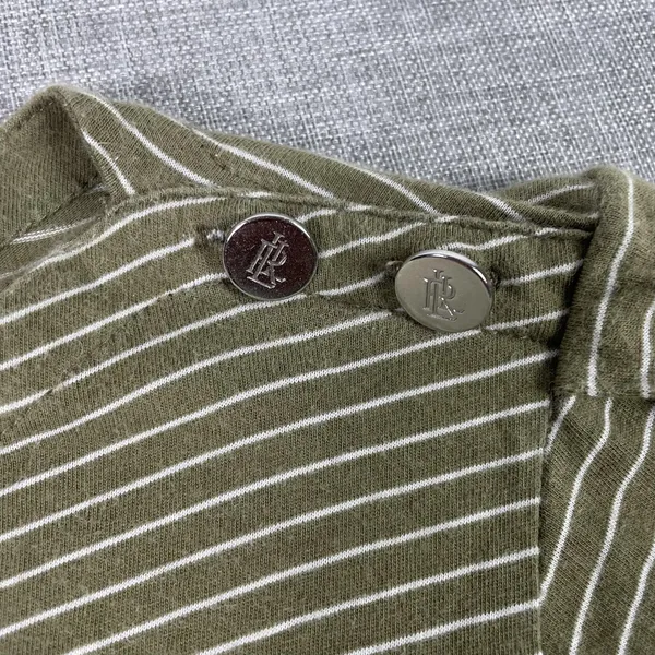 Lauren Ralph Lauren Shirt‎ Womens L Green Striped Crew Neck Short Flutter Sleeve - Image 4