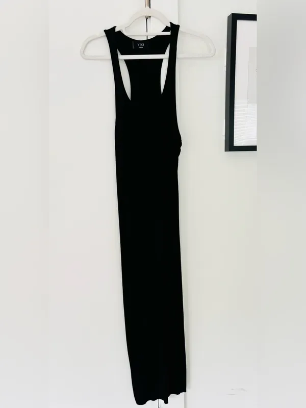Vici collection Ribbed Racerback Maxi Dress Black size large Bodycon/slinky - Image 3