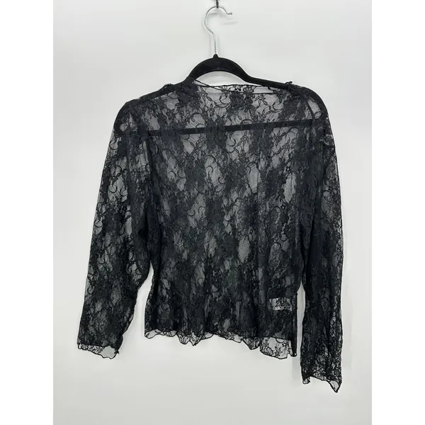 Black Lace Y2K Dark Whimsigoth Long Sleeve‎ Sz XL Layering Grunge Emo Festival - Image 2