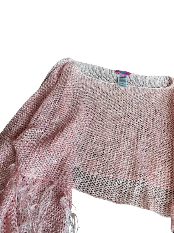 Edikted Sequin Fringe Knit Poncho Pink Flowy Flattering Size XS/Small NWOT - Image 5