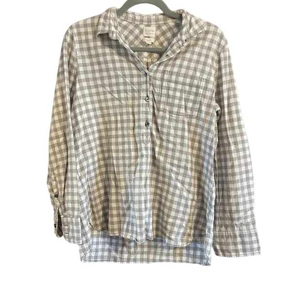 J. Crew Women's Boy Fit Gingham Popover 3/4 Shirt - Image 3