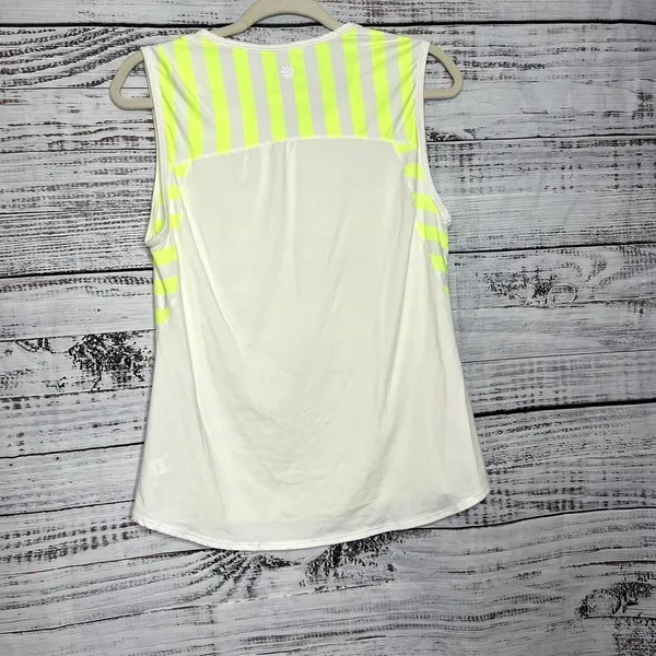 Athleta Ocean Stripe CHI Muscle Tank Top Neon Yellow Athletic Small - Image 4
